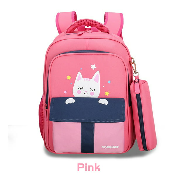 MQ Kids Boy Girl Student School Bag Waterproof Cartoon Orthopedic Backpack with Doll Large Capacity Cat Bag 